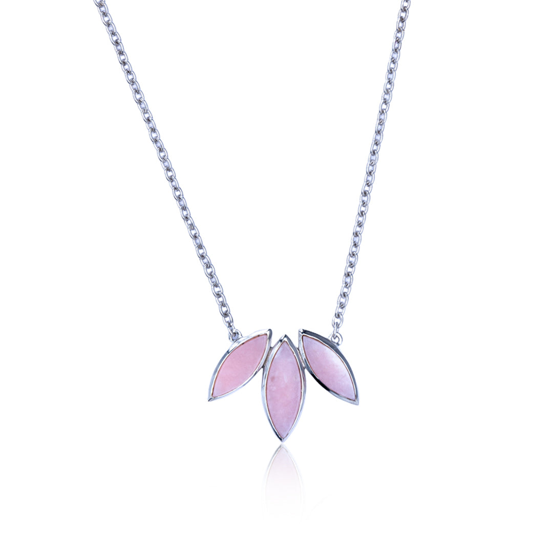 Floral Escape Pink Opal Necklace Silver