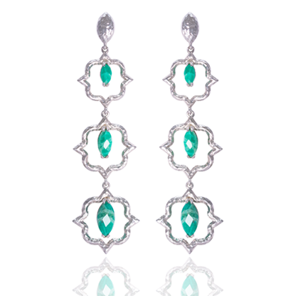 India Affair Amazonite Cocktail Earrings Silver