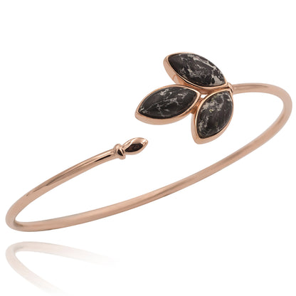 Floral Escape Black Marble Rose Gold Wrap Bracelet