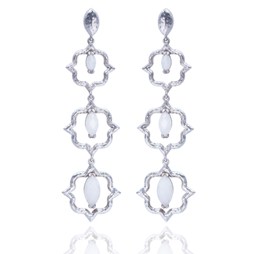 India Affair Moonstone Cocktail Earrings Silver