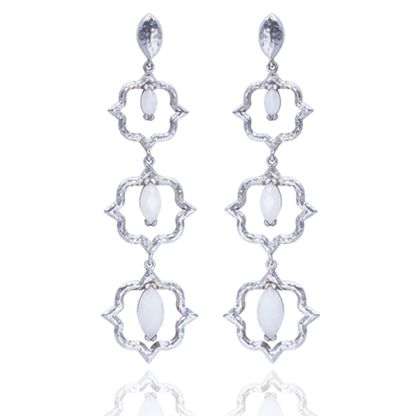 India Affair Moonstone Cocktail Earrings Silver