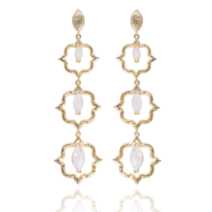 India Affair Moonstone Cocktail Earrings Gold