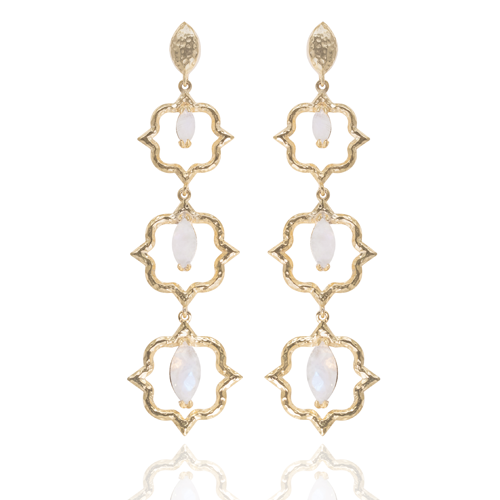 India Affair Moonstone Cocktail Earrings Gold