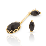 India Affair Obsidian Drop Earrings Gold