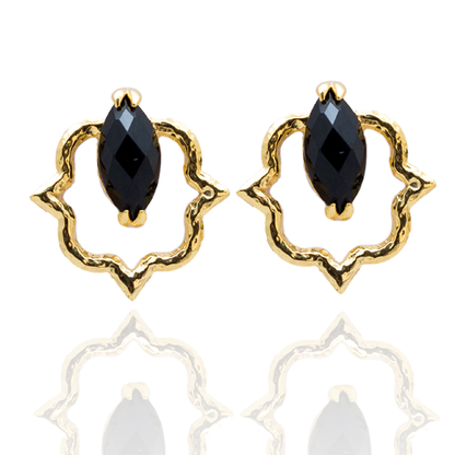 India Affair Obsidian Stud Earrings Gold
