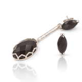 India Affair Obsidian Drop Earrings Silver