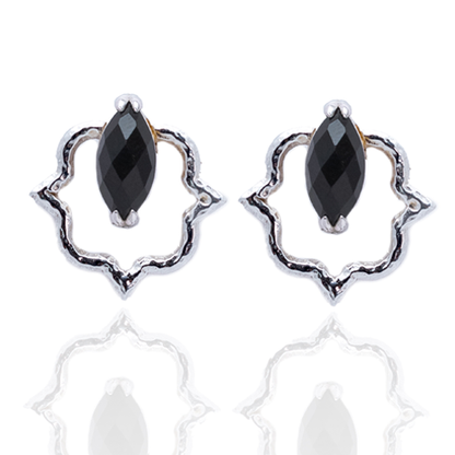 India Affair Obsidian Stud Earrings Silver