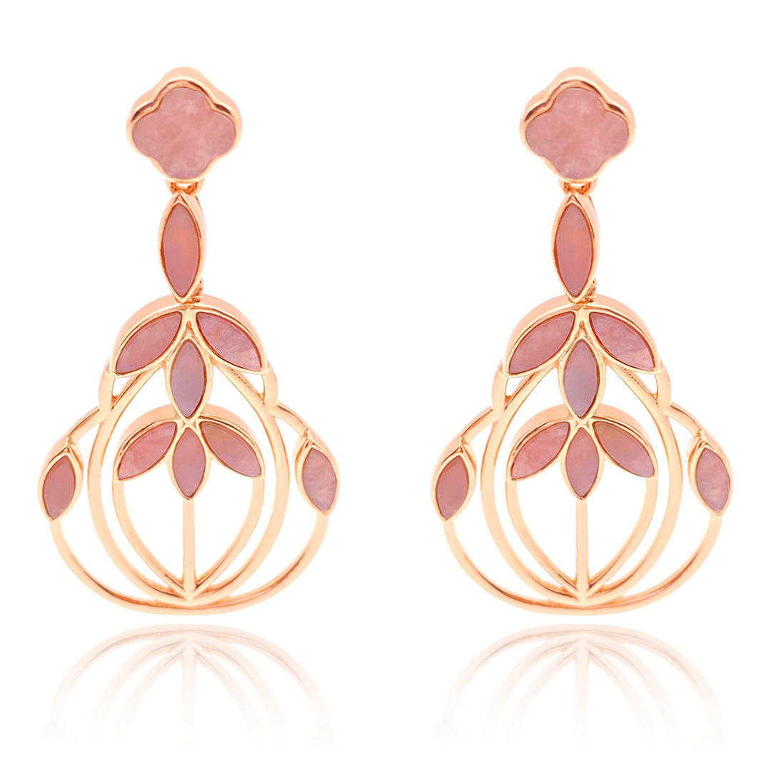 Floral Escape Pink Opal Teardrop Cocktail Earrings